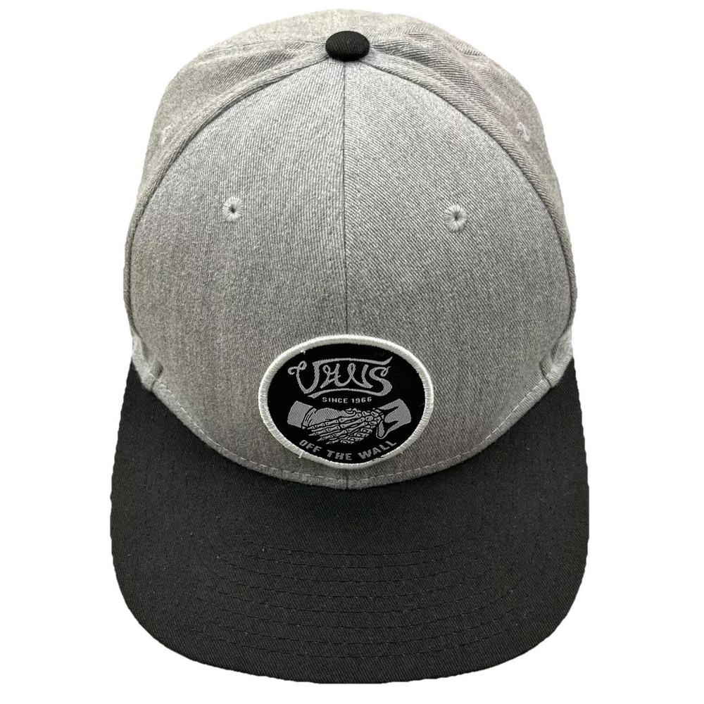 Vans Hat Cap Snapback Gray Black Skate Off The Wall High Dome Ball Patch READ*